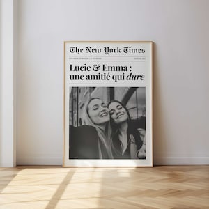 Cartel de amiga estilo periódico retro, para personalizar, regalo de novia, regalo de mejor amiga, cartel de mejor amiga, regalo de amiga, cartel de amigos