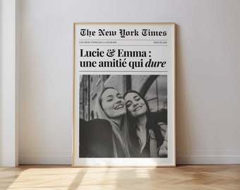 Retro-stijl Vriendenposter, om te personaliseren, vriendin cadeau, beste vriend cadeau, beste vriend poster, vriend cadeau, vrienden poster