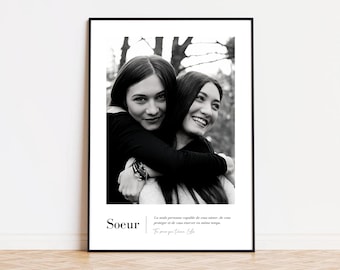 Sister gift, sister poster, sister Christmas gift, photo frame, customizable family poster, sister gift, photo poster, minimalist frame
