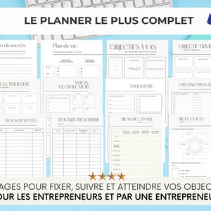 Planificateur entreprise, agenda entrepreneur, organisation entrepreneur, carnet manifestation, planner imprimable entrepreneur, objectifs image 2