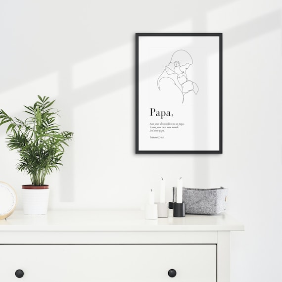 À personnaliser, cadeau noël papa - Affiche papa personnalisée -  Poster illustration au trait père et enfant, citation papa, et prénom