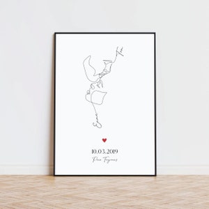 Affiche couple personnalisée, affiche couple, cadeau couple personnalisé, cadeau couple homme, cadeau couple noël, portrait couple, line art