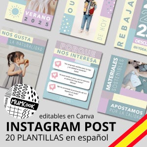 30 plantillas de post de Instagram en español de marca de moda infantil, plantilla de Canva, feed de Instagram de boutique para bebés