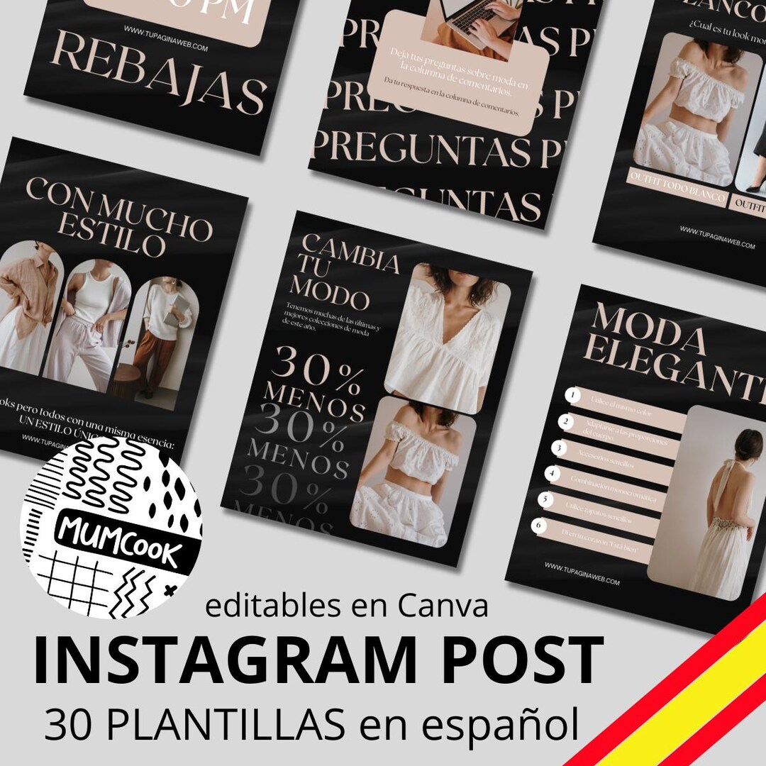 30 Instagram Post Templates in Spanish for Women's and Men's Fashion ...