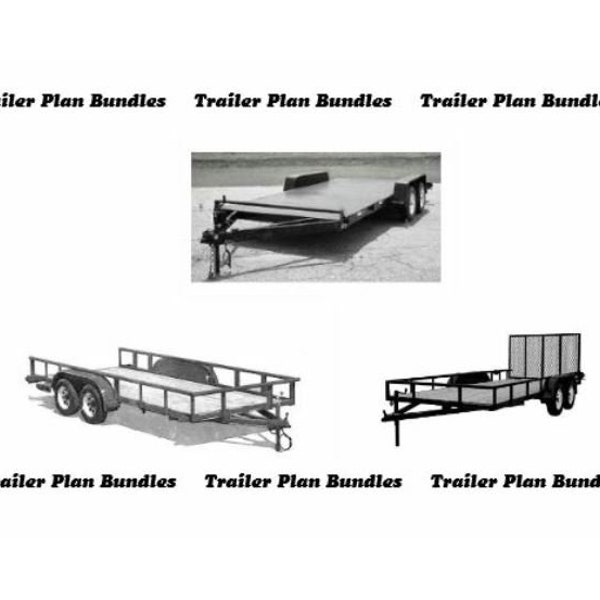 Trailer Plan Bundle - 3 Sets Trailer Plans - 20' Car Trailer - 18' Flatbed - 7'x14' Utility PDF Format