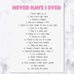 Never Have I Ever Printable Game - Etsy