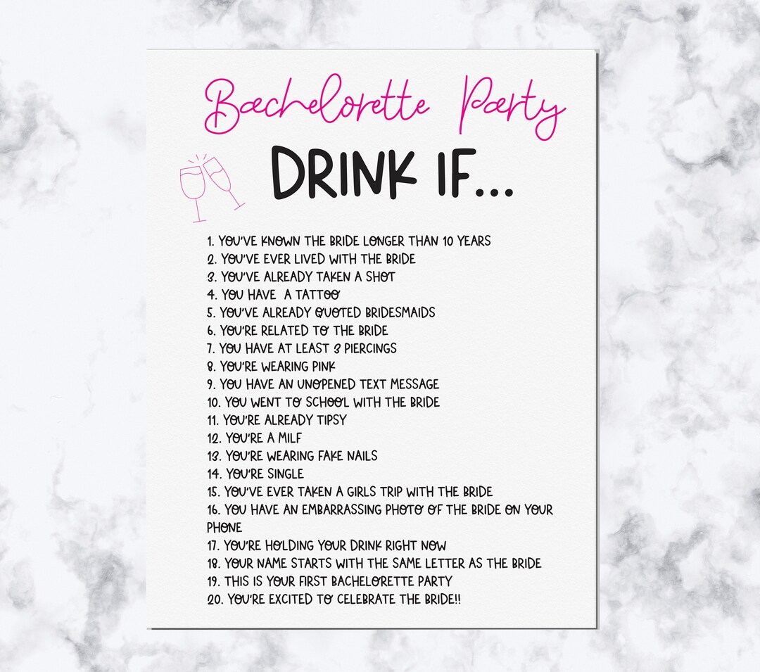 Bachelorette Party Drink If Printable Game - Etsy