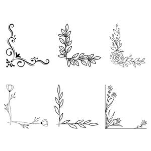 SVG Png Pdf Dxf Ecke Muster Rahmen Bundle Laser Schnitt Gravieren Silhouette Cricut Vinyl, Muster Blume Hochzeitskarte