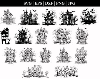 HAUNTED HOUSE SVG , Halloween Bundle Svg, Haunted House Svg Bundle, Haunted House Clipart, Haunted House Svg Cut Files for Cricut