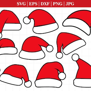 Pacchetto Svg Cappello di Babbo Natale, File di taglio a strati per cappello di Natale, Svg di Natale, Clipart di Natale, Maglietta invernale per bambini, Download immediato, Cappello invernale Dxf