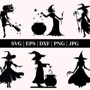 HEXE SVG, Hexe Bundle zwarte, Halloween zwar, Halloween zwar, Hexe Clipart, Hexe Schnittdateien für Cricut, Hexe Silhouette