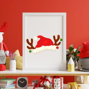 Christmas Hat With Antler Svg, Santa Hat, Xmas Decor. Vector Cut File ...