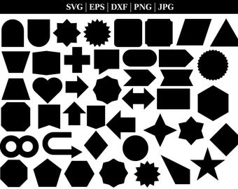 GEOMETRIC SHAPES Svg Basic Shape CRICUT Banner Svg Star Arrow Heart Shapes Svg Frame Borders Silhouette Square Circle Png Dxf Eps Jpg