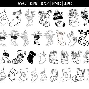 Kerstsokken SVG-bundel, kerst Svg-bestanden, kerstsokken Svg, kerst Clipart, kerstsok, sokken Svg digitale download