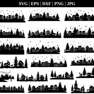 Weihnachtsdörfer SVG Bundle | Weihnachts-Häuser SVG-Schnittdateien für Cricut | Digitaler Download