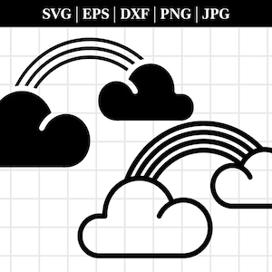 Rainbow SVG, Rainbow cloud svg, Layered files, Rainbow PNG, Laser cut file, Rainbow clipart, JPG, Eps, Rainbow printable, Commercial use