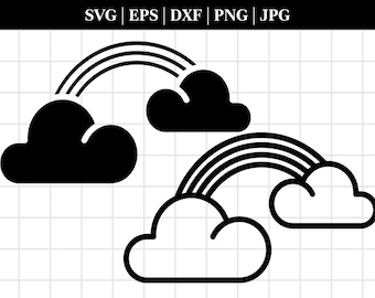 Rainbow SVG, Rainbow cloud svg, Layered files, Rainbow PNG, Laser cut file, Rainbow clipart, JPG, Eps, Rainbow printable, Commercial use