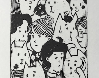 Konzatsu Footwork - Original block print by MONOPPONOM