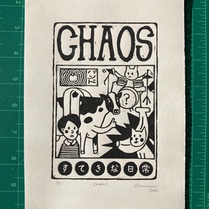 Chaos - Original block print by MONOPPONOM