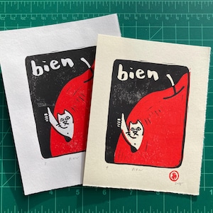 Bien - Original block print by MONOPPONOM
