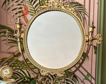 Psychedelischer Spiegel aus goldenem Messing