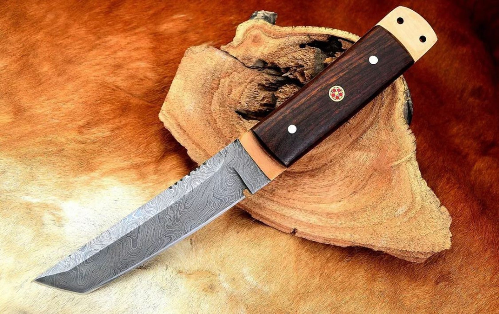 Custom Hand Damascus Steel Hunting Tanto Knife With Etsy
