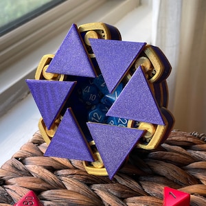 Mechanical Dice Box Purple and Gold image 1