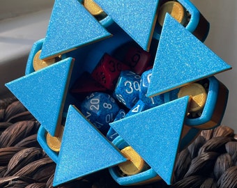 Mechanical Dice Box - Azure Blue and Gold