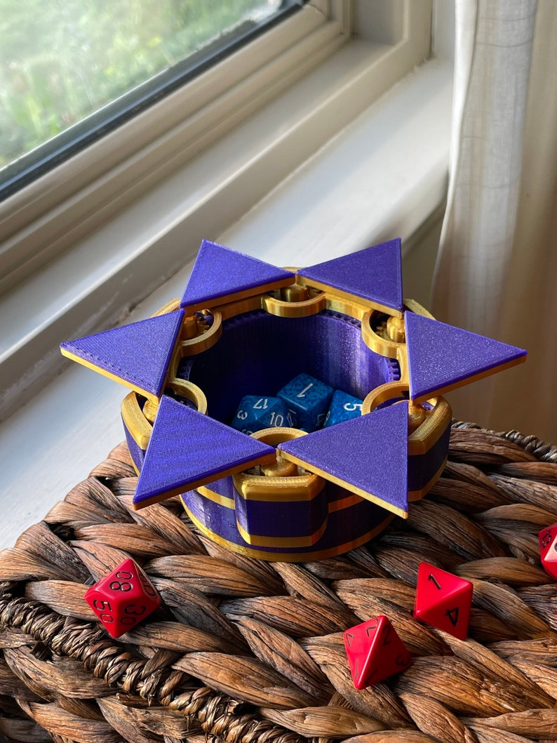 Mechanical Dice Box Purple and Gold image 3