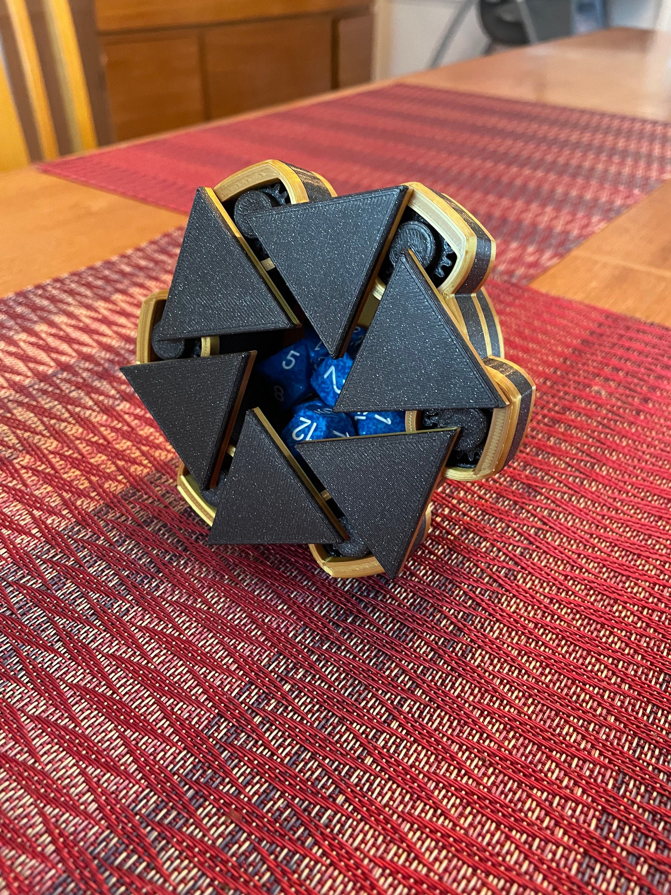 Black and Gold Mechanical Dice Box Etsy UK