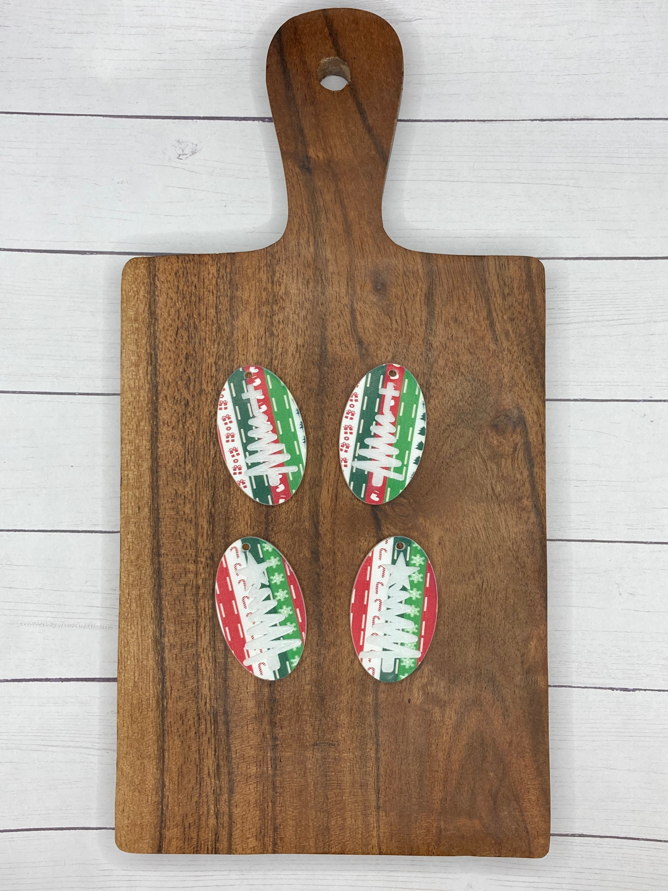 Simple Zig Zag Christmas Tree Earring SVG Laser File With Cross, Angel