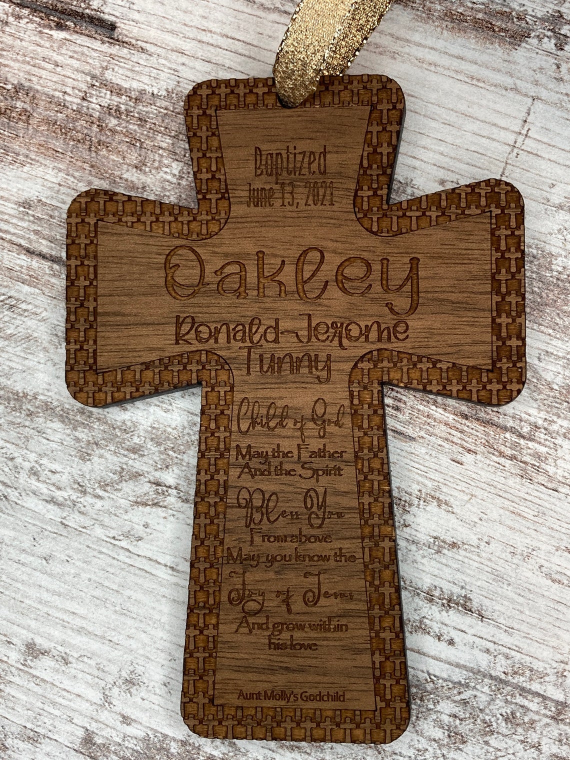 Baptism Cross With Engraved Edging Faith SVG Laser File by 701mulberry