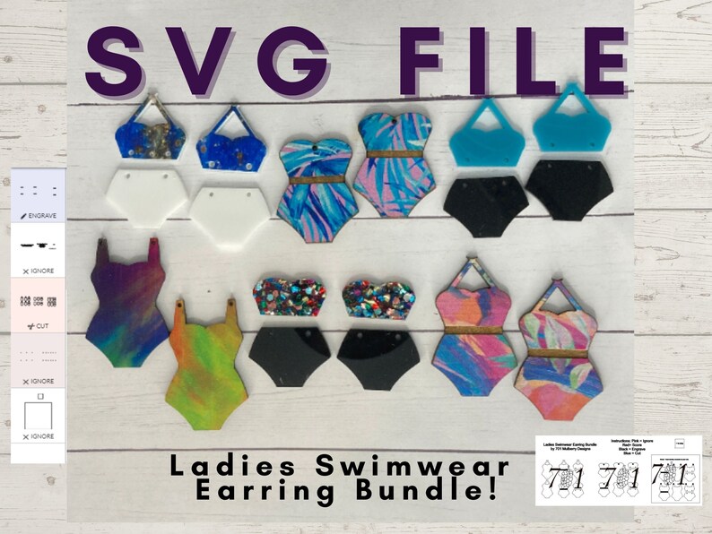 Lady Swimwear Earrings Bundle of Swimsuit Styles Bikini Halter Etsy