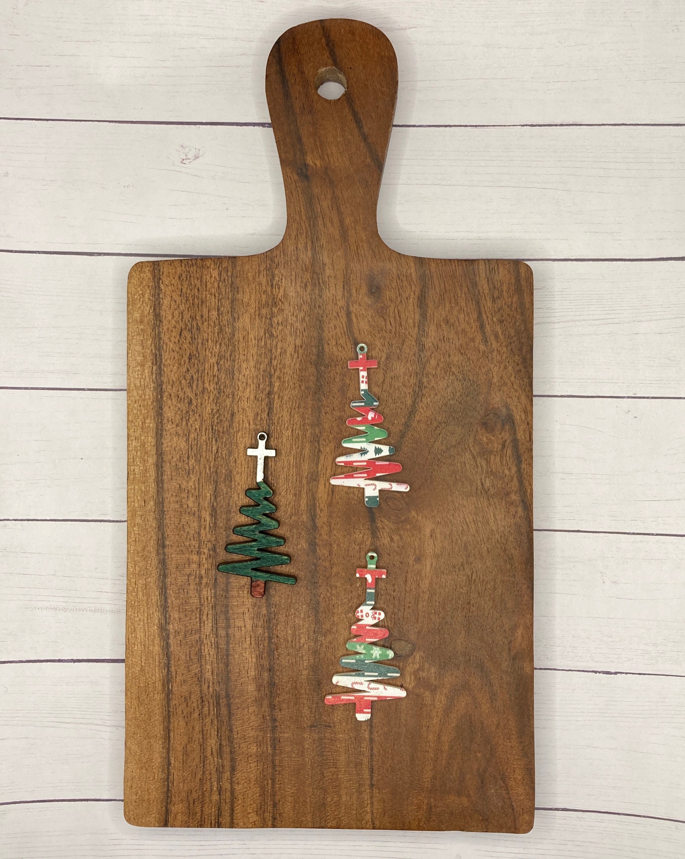 Simple Zig Zag Christmas Tree Earring SVG Laser File With Cross, Angel