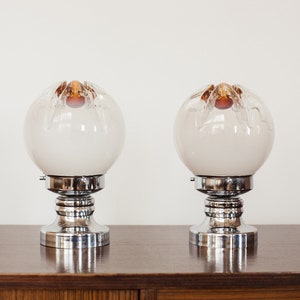 Coppia di lampade da tavolo stile Toni Zuccheri per Mazzega Murano, space age anni '60