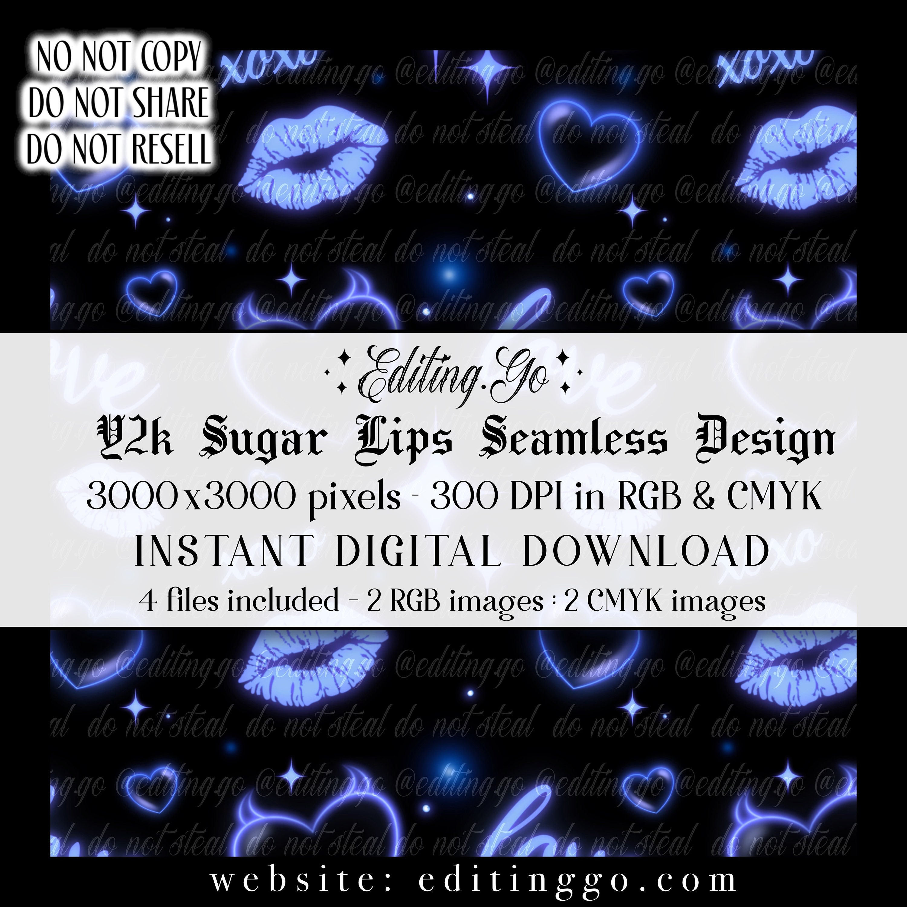 Y2k Sugar Lips 2000s Inspired Seamless Pattern Design Fabric Print Digital Download Y2K Graphic Glamour Art Fabric, Sublimation Tumblr