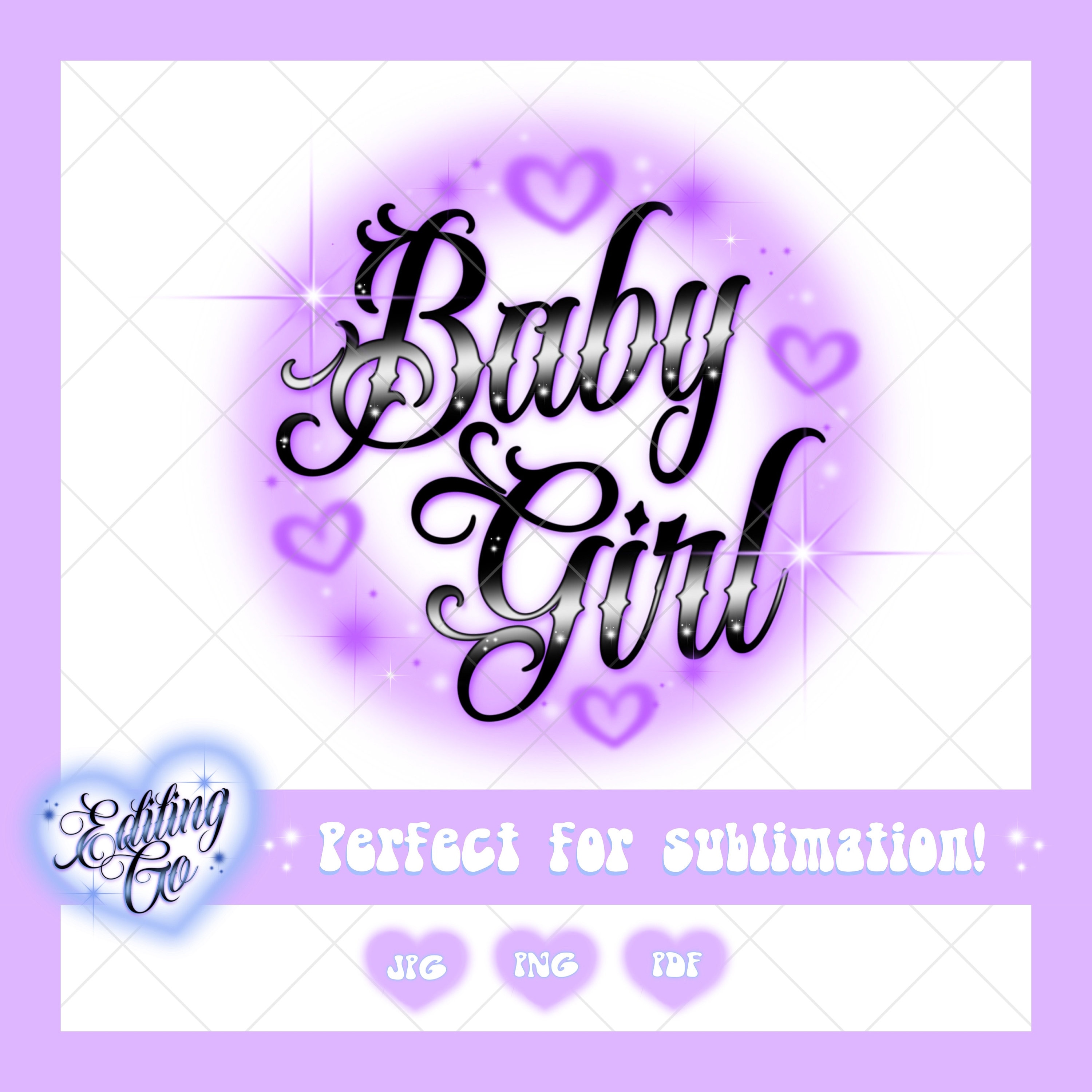 Babygirl Airbrush Design Purple Sublimation, Y2K Graphic Design Etsy