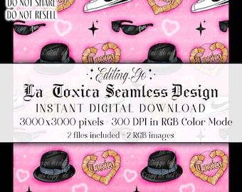 La Toxica Chula Chicana Style, Chola Seamless Pattern Design Digital Download Y2K Graphic Art Fabric, Sublimation Tumblr