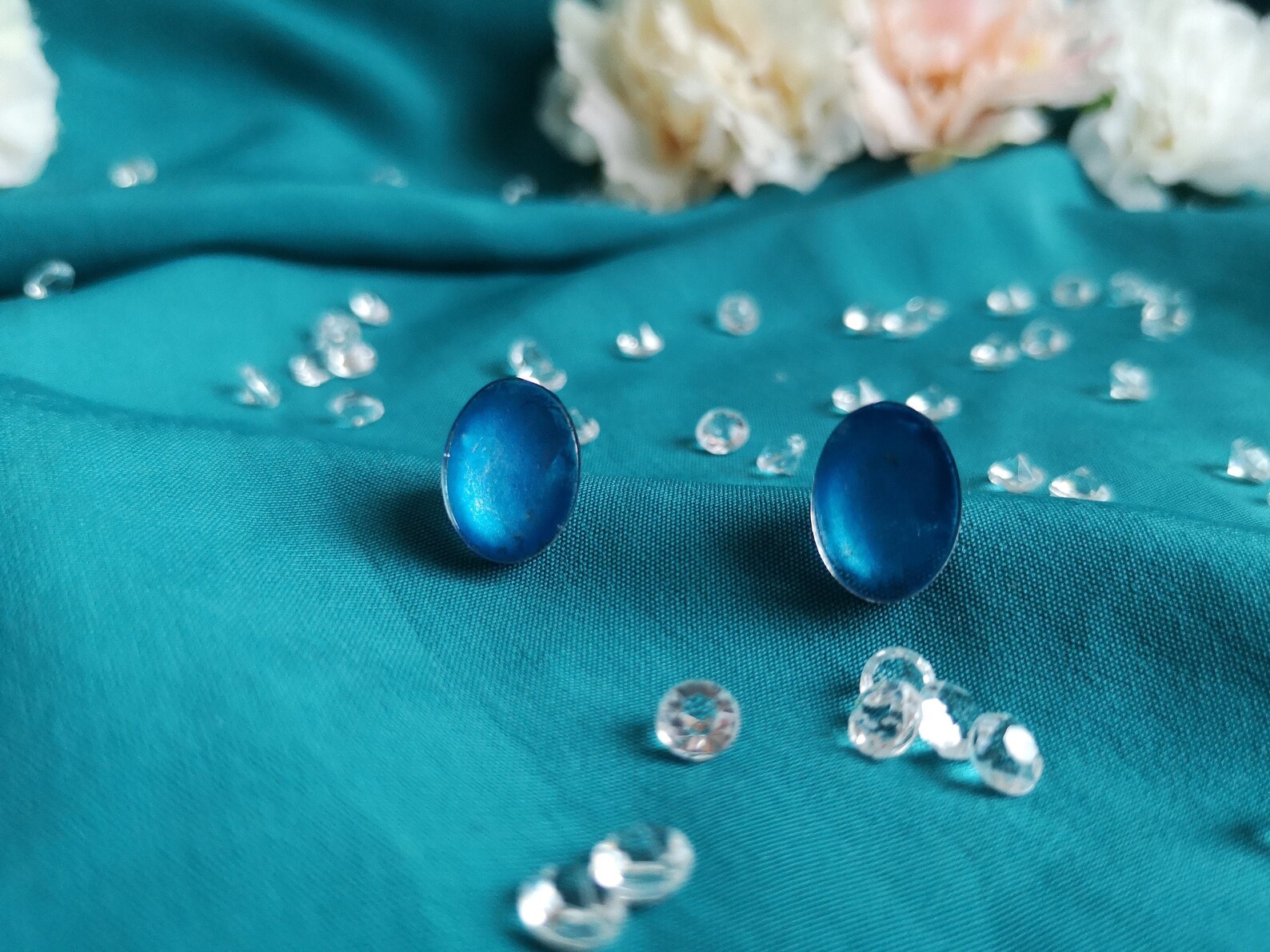 Oval Stud Earrings handmade epoxy resin stud earrings Etsy