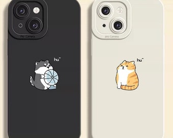 Funda de silicona suave para teléfono con diseño de gatos y perros kawaii, para iPhone 15, 16, 13 Pro Max, iPhone 11, 12, 14, 15 Pro Max, X, XS, XR, SE