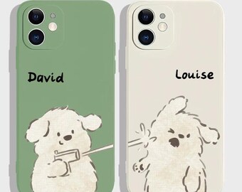 Funda personalizada para teléfono con diseño de perro kawaii, para iPhone 15/16, iPhone 17, iPhone 12, 13 y 14, iPhone 15, 16 y 17 Pro Max.