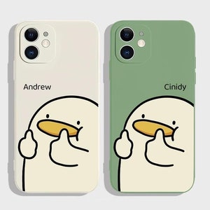 Funda de silicona para teléfono con diseño de animales de dibujos animados de pato kawaii, personalizada, para iPhone 14, 15, 16, 13, 11, 12 Pro Max, X, XS, XR, SE