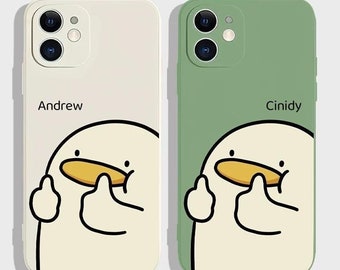 Coque de téléphone couple personnalisation animal dessin animé canard kawaii, coque pour iPhone 17, coque pour iPhone 12 13 14, coque pour iPhone 15 16 17 pro max