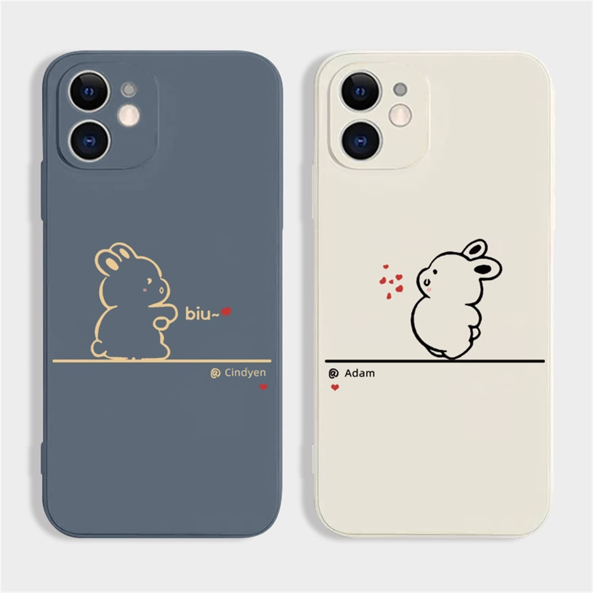 Kawaii Rabbit Personalization Silicone Couple Phone Case
