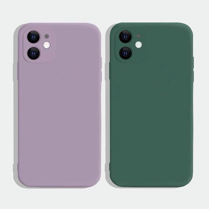 Peut inclure: Deux coques de t&eacute;l&eacute;phone, l'une de couleur lavande et l'autre vert for&ecirc;t. Les deux coques ont une finition lisse et mate et pr&eacute;sentent un module cam&eacute;ra avec trois lentilles et un flash.