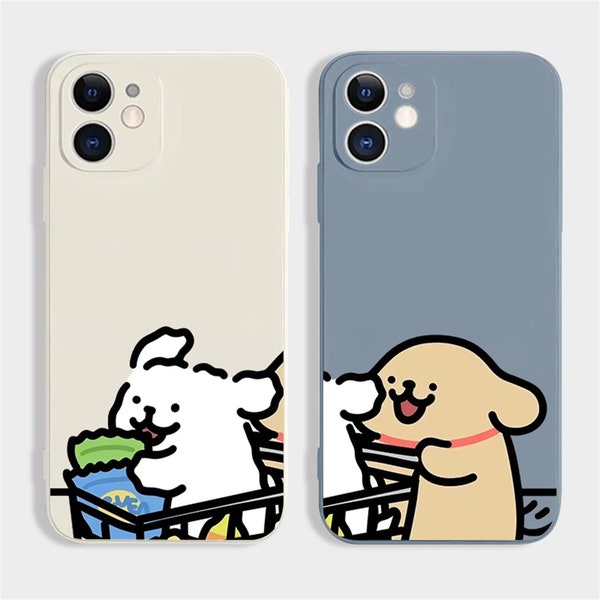 Dog shopping supermarket personalized couple phone case, iphone 14 case, iphone 7 8 Plus iphone 11 12 Mini iphone XS XR SE case
