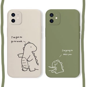 Gepersonaliseerde aangepaste dinosaurus paar telefoonhoesje, 14 iPhonegeval, iPhone 13 hoesje 7 8 Plus 11 Pro Max 12 Mini X XS XR SE hoesje