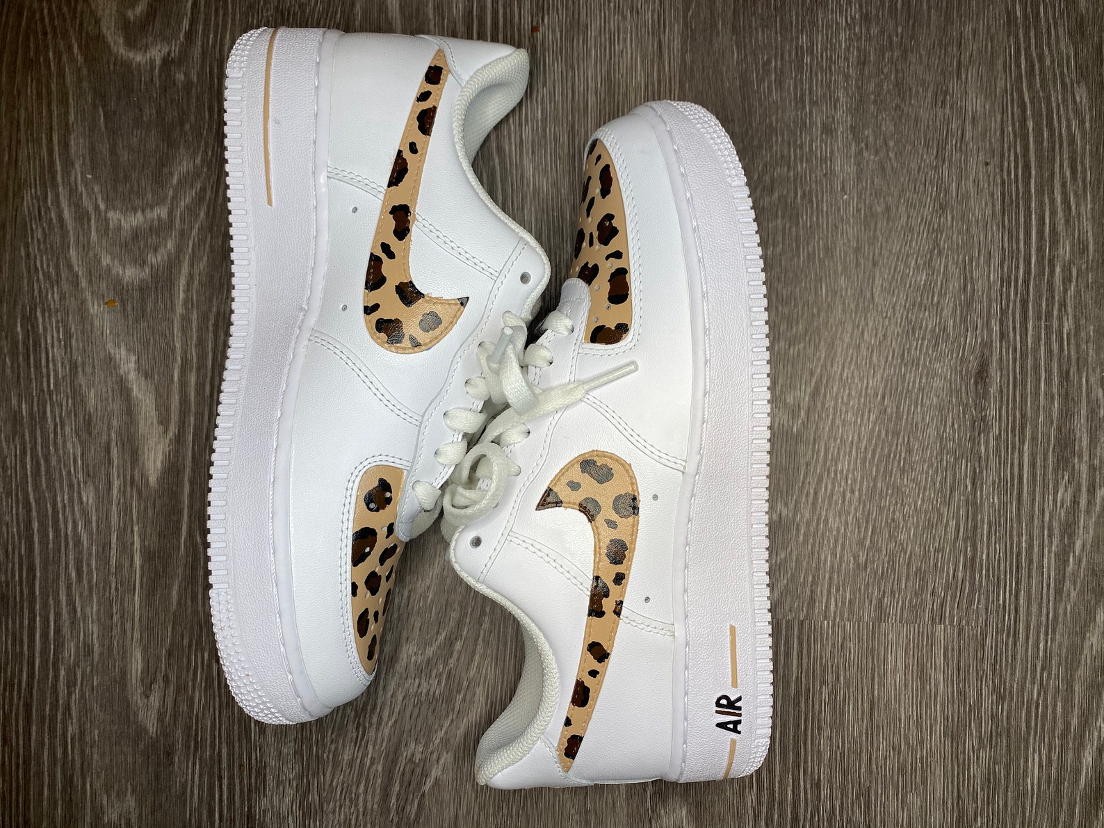 Leopard print Nike Air Force ones | Etsy