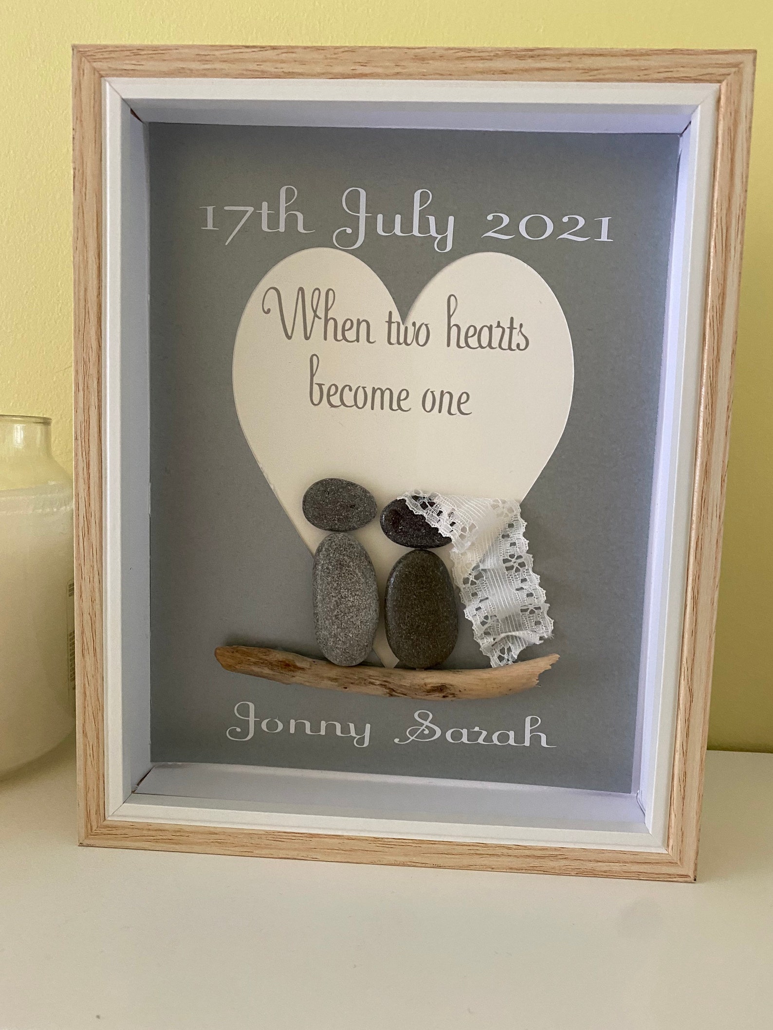 Wedding pebble art picture Personalised wedding gift. Etsy