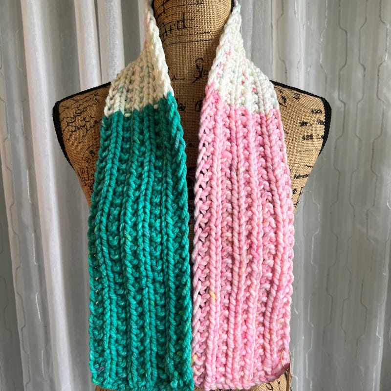 Hand Knit Scarf Etsy